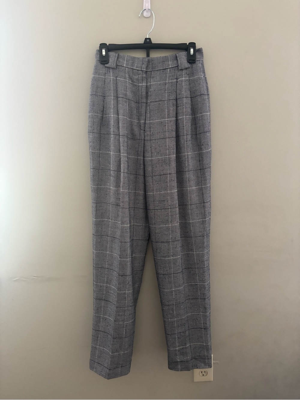 JH Collectibles Vintage Women Gray Windowpane Plaid Pleated Dress Pants Size 8